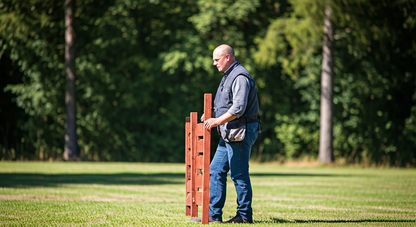 Handler at post during competitive run