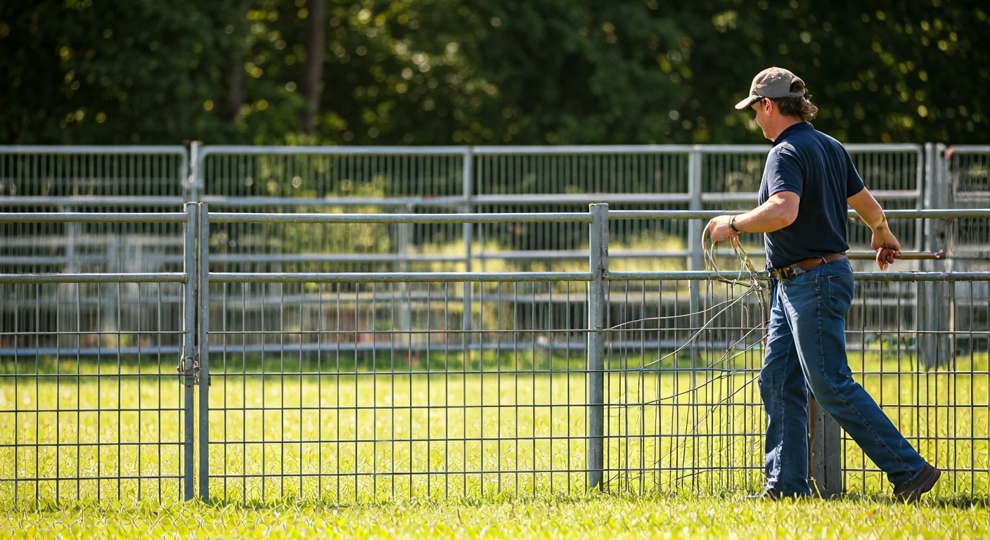 Handler managing gate rope during pen phase