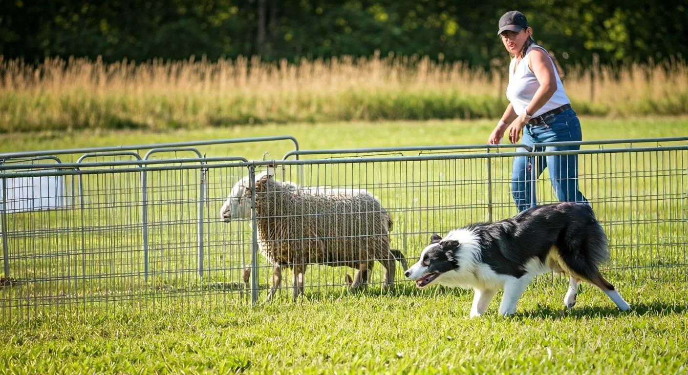 Sheep refusing pen entrance at regional trial