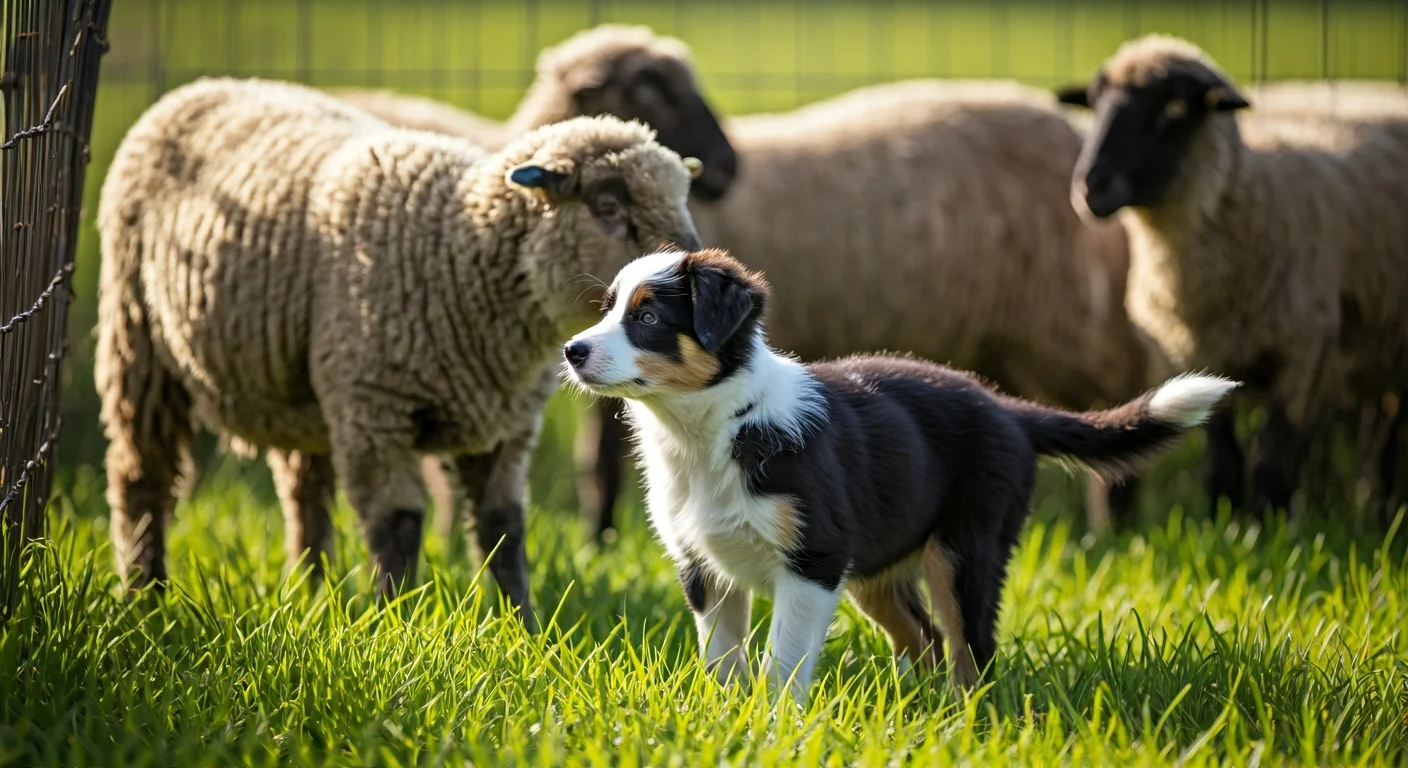 Border Collie puppy in early stock exposure session